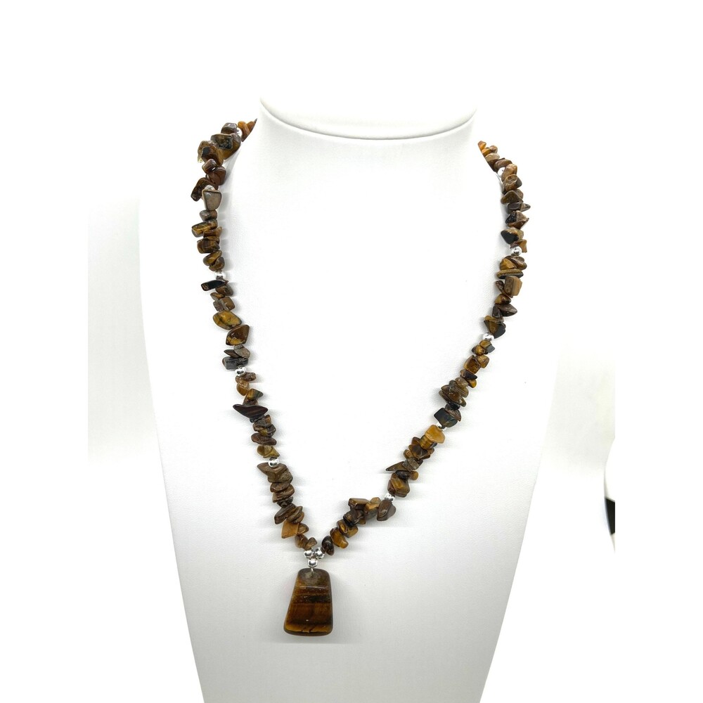 Tiger Eye Beaded Choker Necklace: Handmade Stone Jewelry